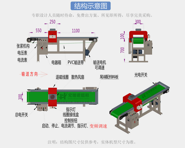 高效率退磁機結(jié)構(gòu)尺寸圖